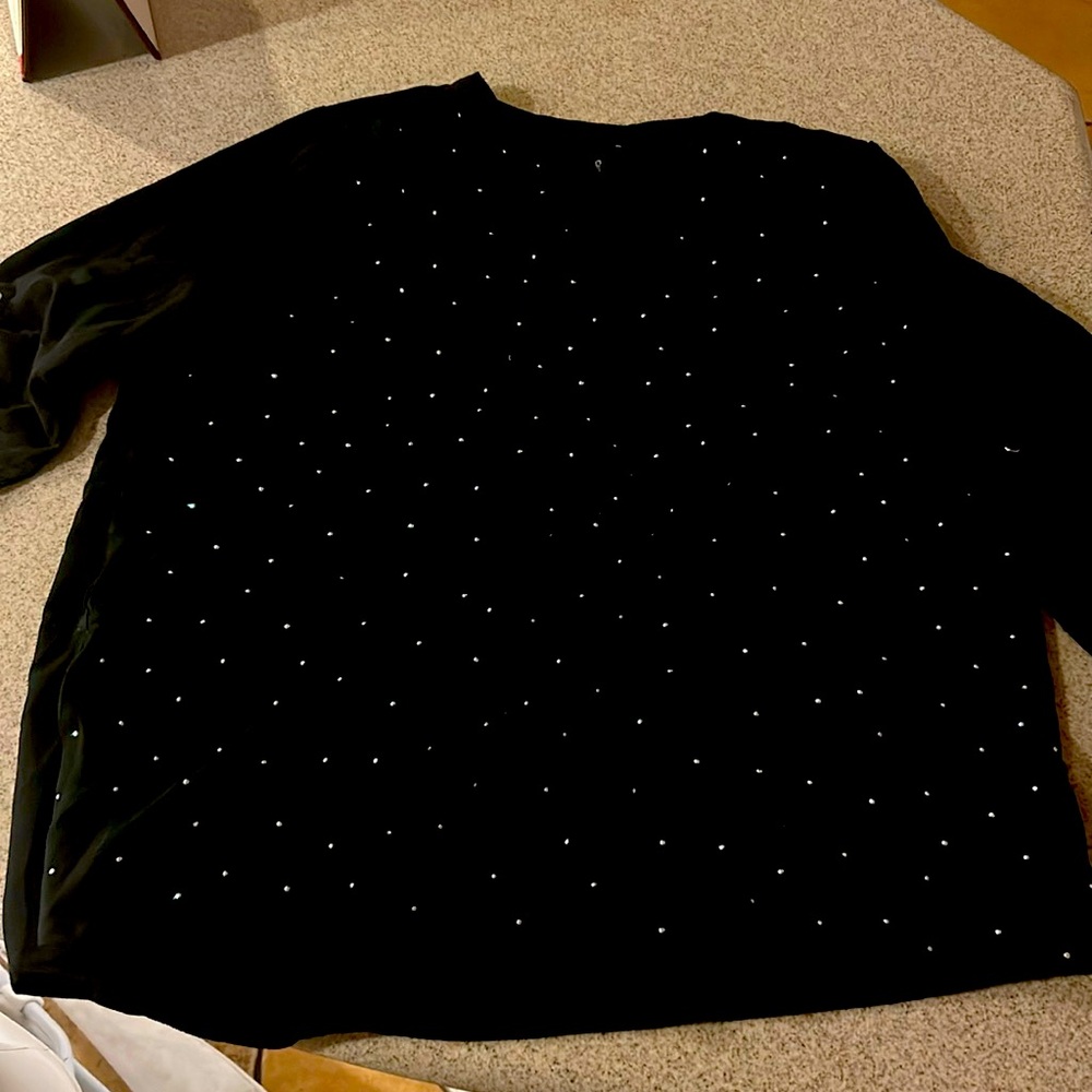 Black Sparkles Cathy Blouse// Button up long sleeves